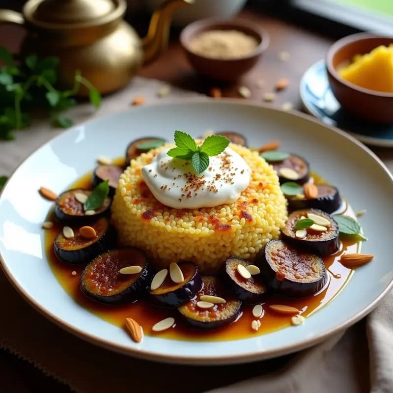 Makluba de Arroz Basmati con Cordero y Berenjenas: Receta Palestina Tradicional en Olla