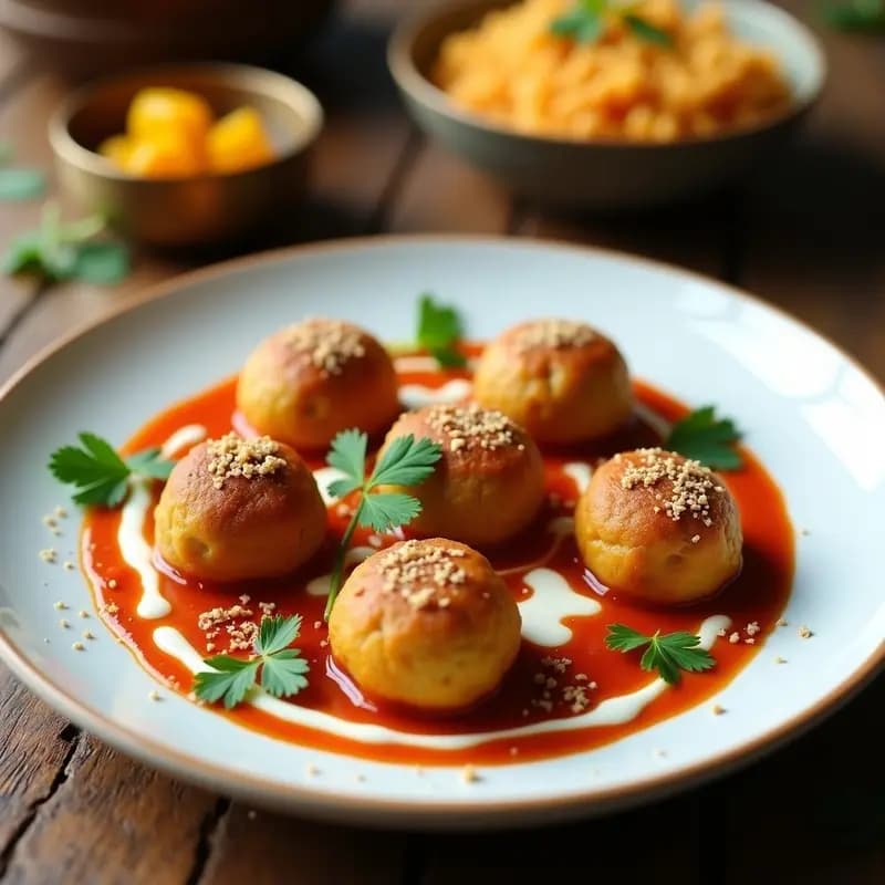 Malai Kofta al Horno con Salsa de Tomate y Crema de Anacardos: Receta India Vegana