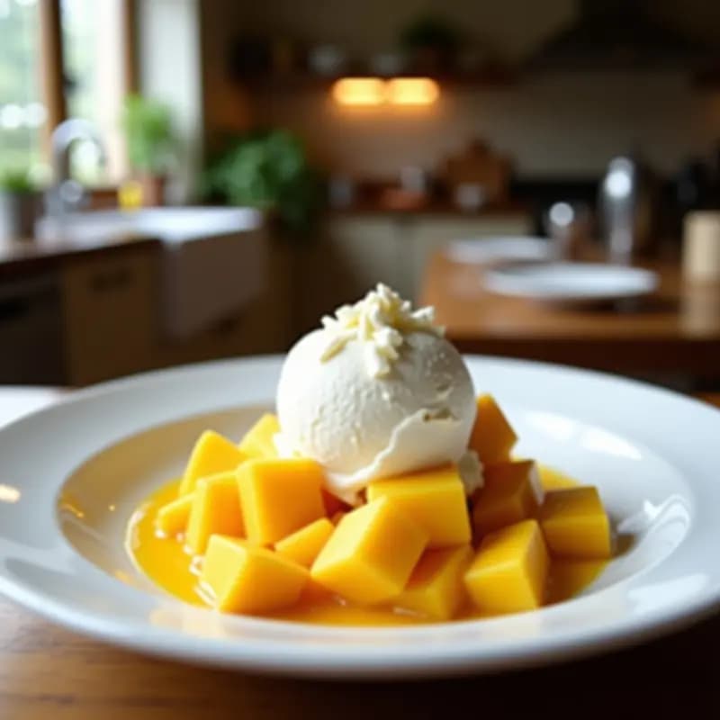 Malecon de Mango y Coco con Helado de Yogur Griego: Postre Dominicano Fresco y Cremoso