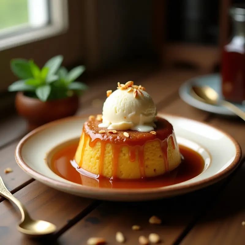 Malva Pudding con Helado de Vainilla: Postre Sudafricano Sin Gluten y Rapido
