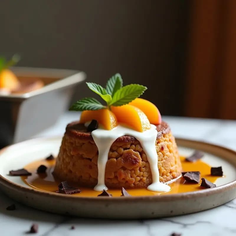 Malva Pudding Sudafricano: Postre de Chocolate y Melocotón Sin Harina