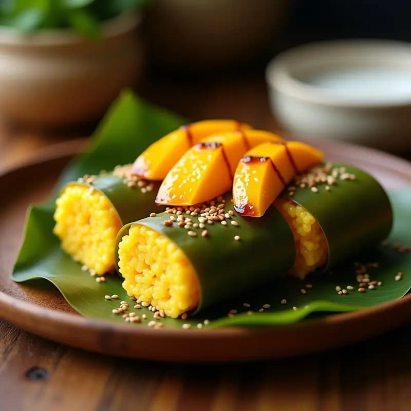 Bรรดา correctlyThai de Mango Pegajoso con Arroz Glutinoso: Postre Tradicional