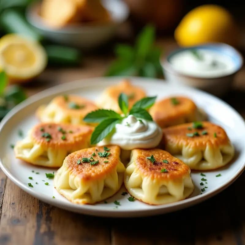 Manti de Calabacín y Queso de Cabra: Empanadillas Turcas en Airfryer con Yogur