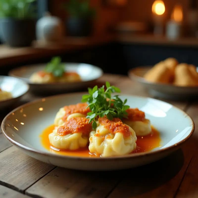 Manti Turco de Calabacín y Queso Feta: Dumplings al Vapor Sin Carne