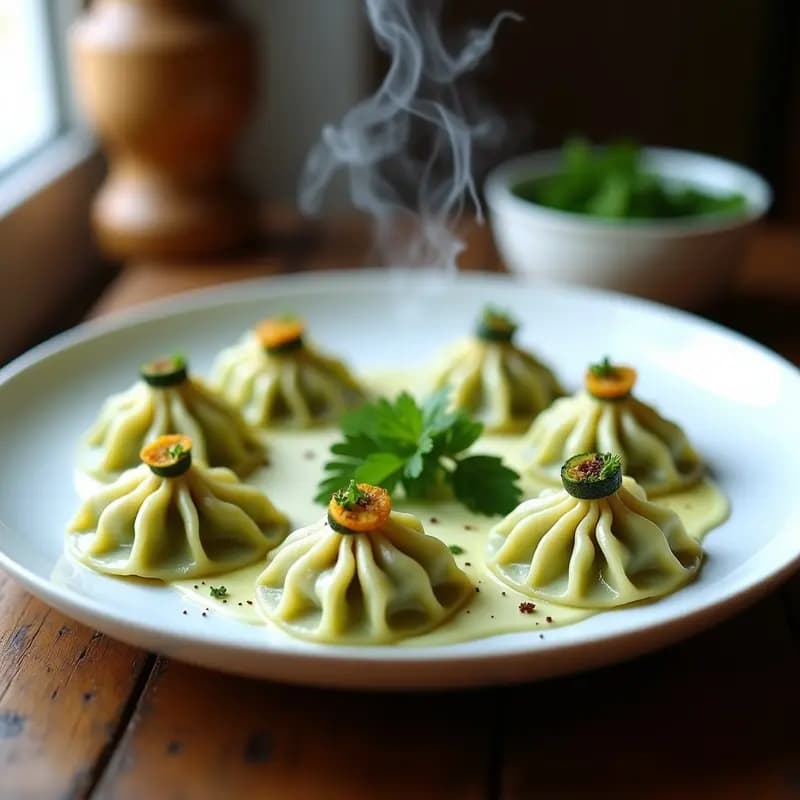 Manti de Calabacín y Queso Ricotta: Empanadillas Turcas Veganas al Vapor