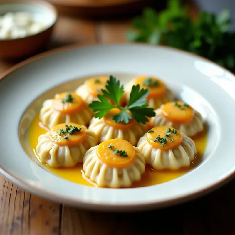 Manti Turco de Calabaza y Queso Halloumi: Dumplings al Yogur y Ajo en 30 Minutos