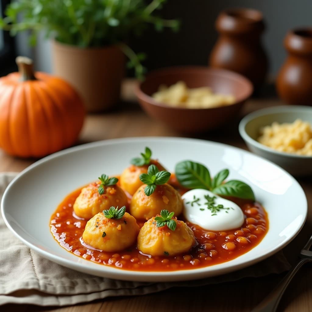 Manti Turkmeno de Calabaza y Lentejas Rojas: Receta en Olla Express con Yogur de Coco y Mentas