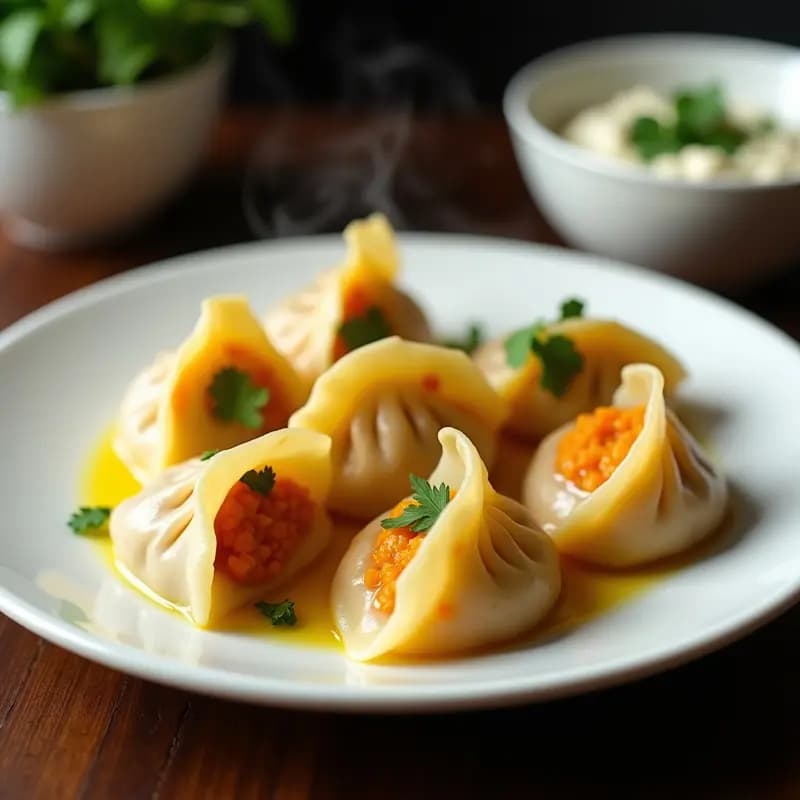 Manti de Calabaza y Lentejas Rojas: Empanadillas Asiáticas Veganas en Olla Exprés