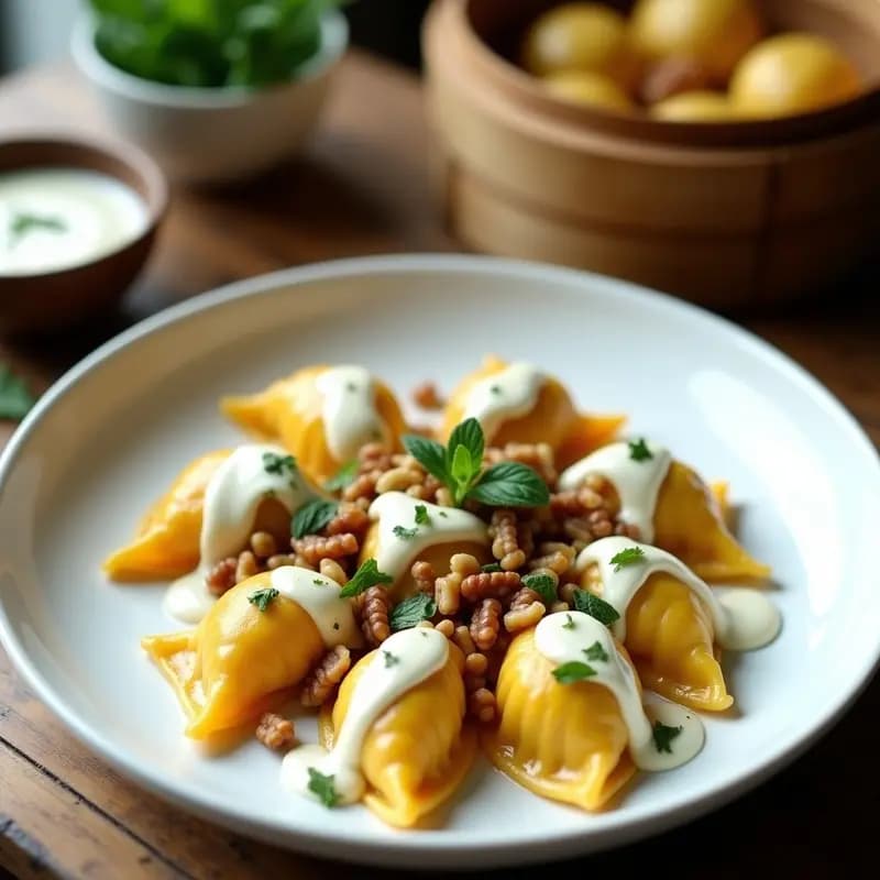 Manti Turco Relleno de Calabaza y Nueces: Receta Tradicional Vegana al Vapor