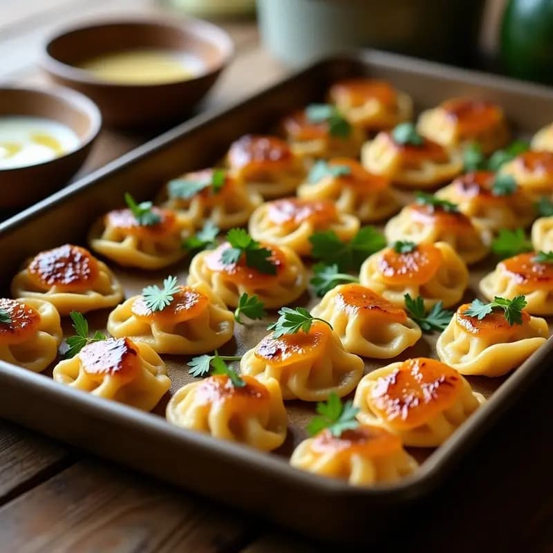 Manti Turco con Relleno de Calabaza y Queso de Anacardos: Receta Vegana al Horno