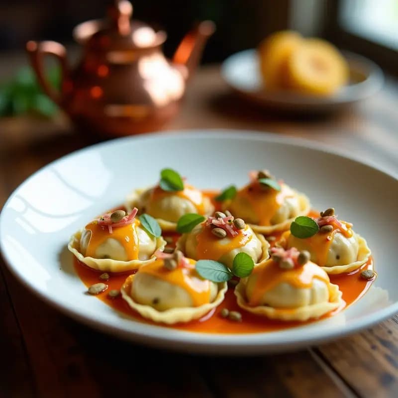 Manti de Calabaza y Queso Beyaz: Raviolis Turcos al Yogur y Mantequilla Clarificada