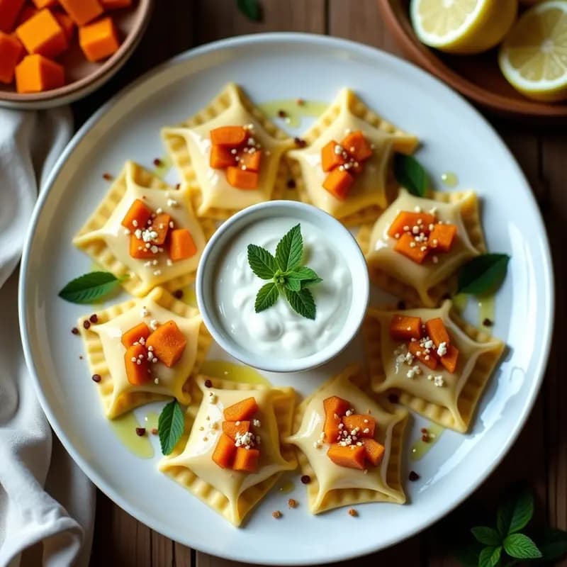 Manti de Calabaza y Queso Feta con Yogur y Menta: Receta Turca en Vaporera
