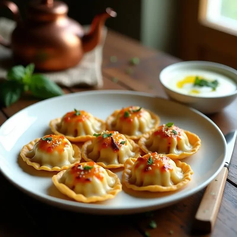 Manti de Calabaza y Queso de Oveja: Receta Turca al Horno con Yogur y Ajo