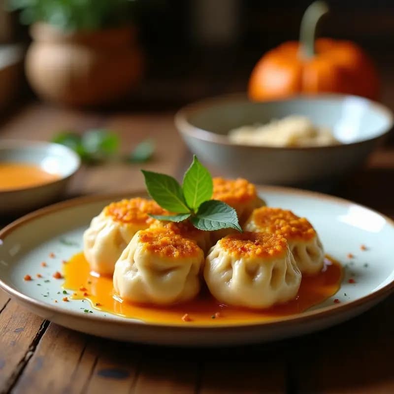 Manti de Calabaza: Empanadillas Turcas Veganas con Yogur de Coco