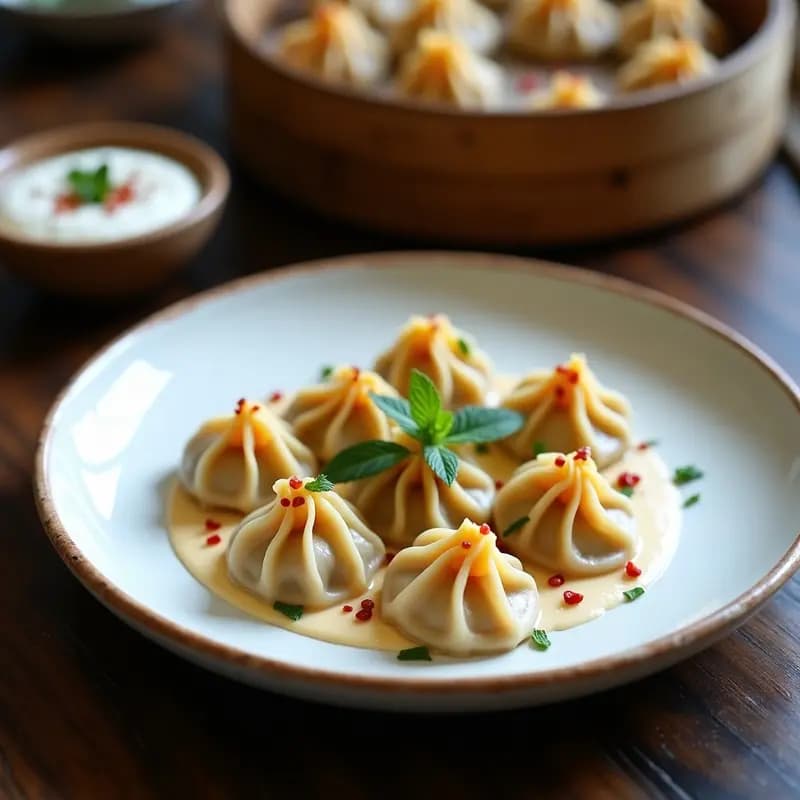 Manti Turkmenistano con Calabaza y Yogur de Almondra: Receta de Asia Central Vegana
