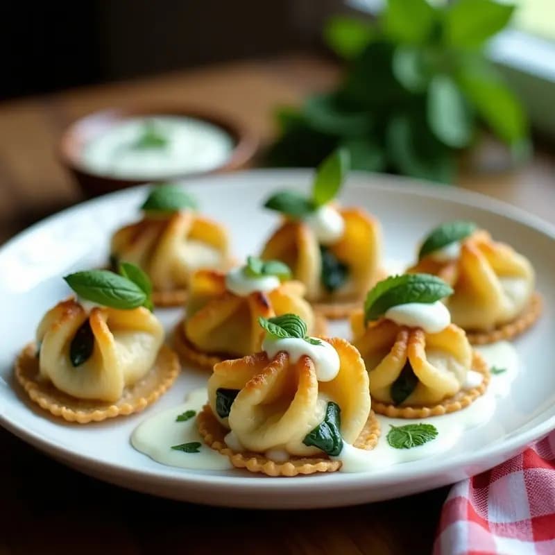 Manti Turco de Espinacas y Queso Feta: Receta con Yogur y Ajo en Airfryer