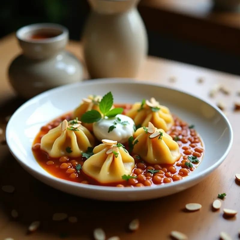 Manti Turco de Lentejas y Cúrcuma: Empanadillas al Vapor con Toque Orientales