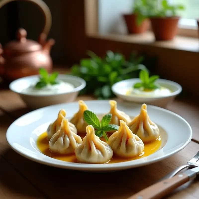 Manti Turco Relleno de Cordero y Yogur con Ajo: Receta Tradicional al Vapor con Especias