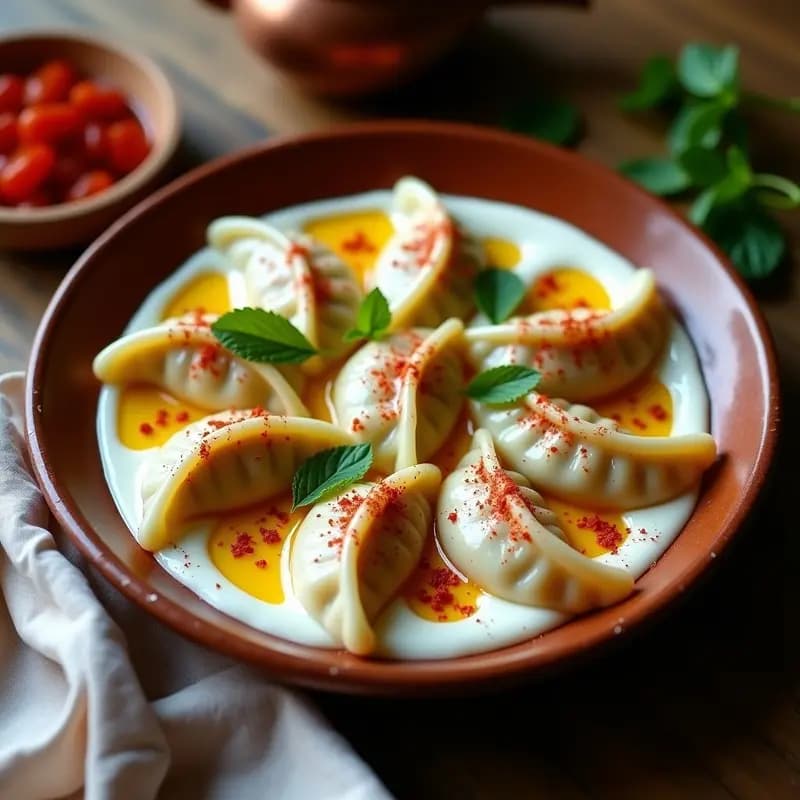 Manti Turco con Yogur y Mantequilla Clarificada: Receta Tradicional de Dumplings Rellenos