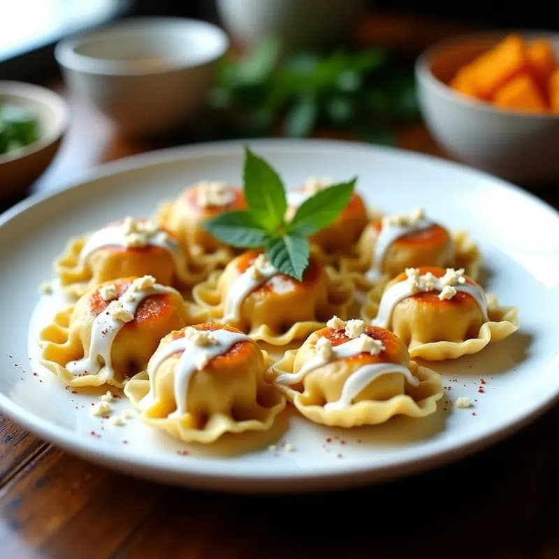 Manti Turcos de Calabaza y Queso Feta: Receta en Olla Exprés con Yogur y Ajo