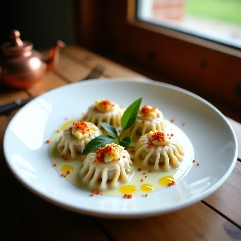 Manti Turkmenistano con Yogur y Ajo: Albóndigas al Vapor con Toque Especiado