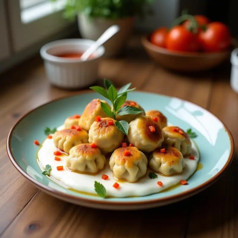Manti Turco con Yogur de Coco y Aceite de Chili: Receta Vegana en Olla Exprés