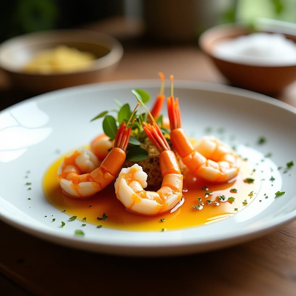 Mantis de Camarones al Ajillo con Aire de Limón: Receta Española Gourmet en Thermomix