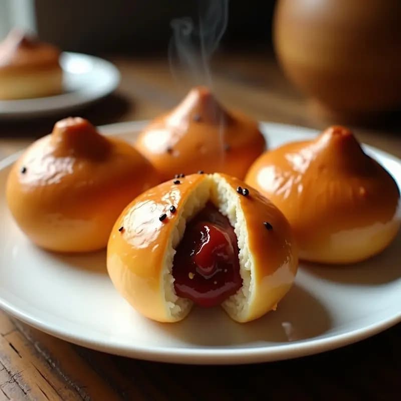 Crocantes Mantou Chinos: Pan al Vapor Relleno de Pasta de Frijoles Rojos en Olla Exprés
