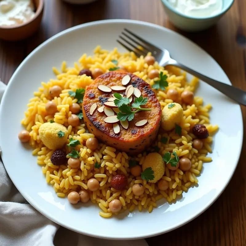 Maqluba Palestina de Coliflor y Garbanzos: Arroz Al Revés Vegano y Sin Gluten