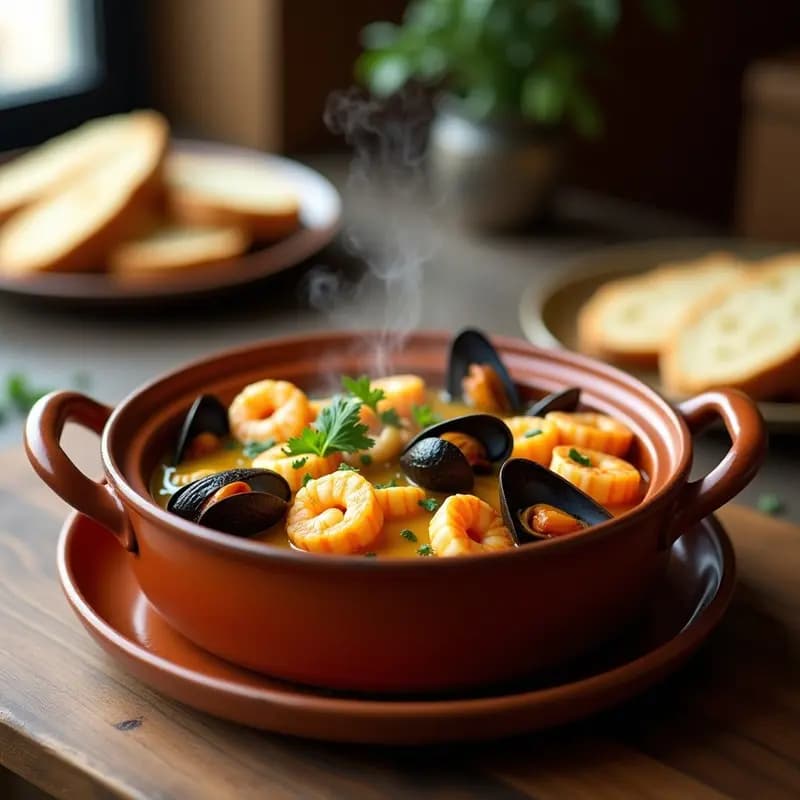 Mariscada Gallega: Receta de Marisco en Cazuela con Azafrán y Brandi