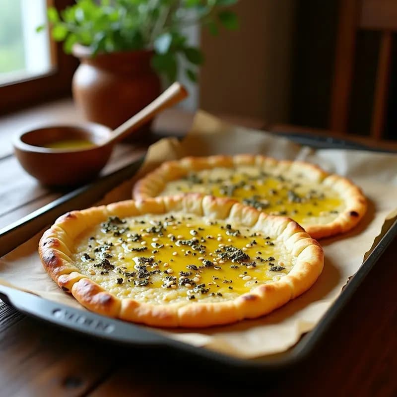 Markook con Zaatar y Aceite de Oliva: Pan Árabe Crujiente en 10 Minutos