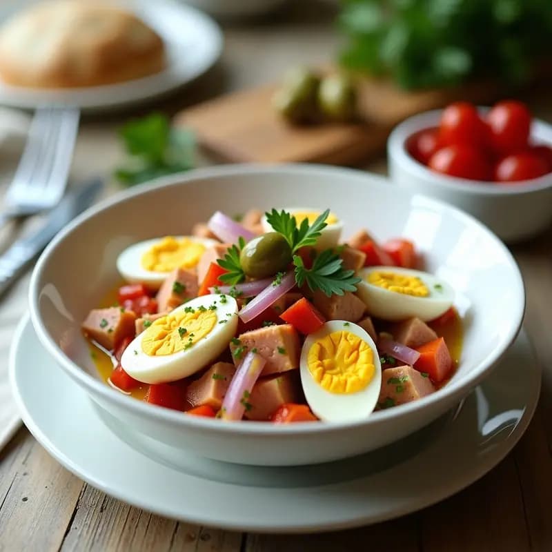 Marmita de Bonito del Norte: Ensalada de Pescado en Conserva con Pimientos y Huevos