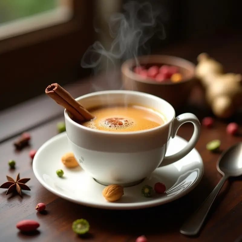 Té de Masala Chai con Leche de Almendras: Bebida Indiana Aromática y Caliente