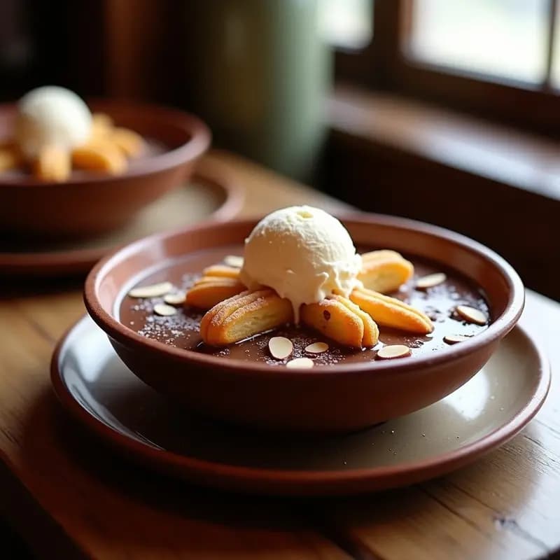 Massamoras de Chocolate con Churros y Helado: Postre Tradicional Mexicano Reinventado
