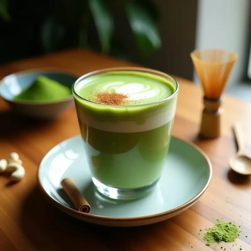 Bebida de Matcha y Leche de Anacardo: Latte Japonés Vegano y Antioxidante en 5 Minutos