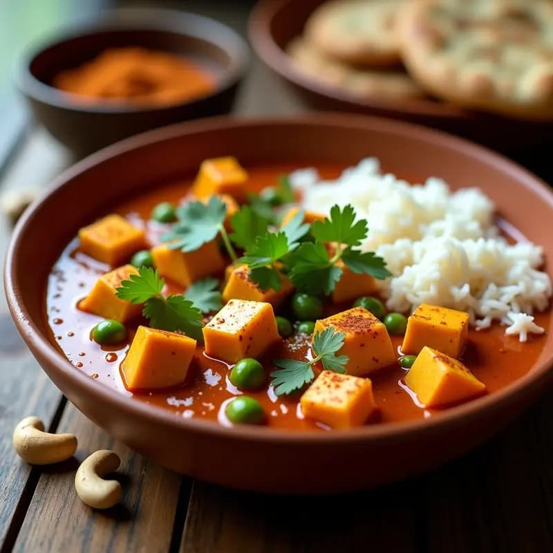 Mattar Paneer con Queso Tofu: Receta India Vegana y Alta en Proteínas