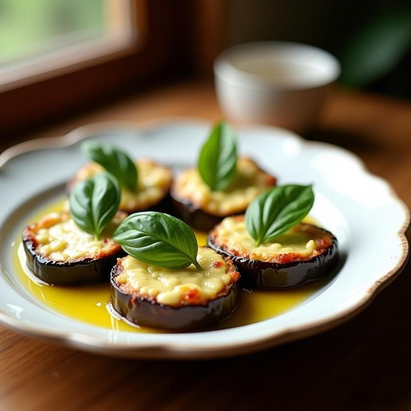 Medallones de Berenjena al Horno con Queso de Anacardos: Receta Italiana Sin Lácteos