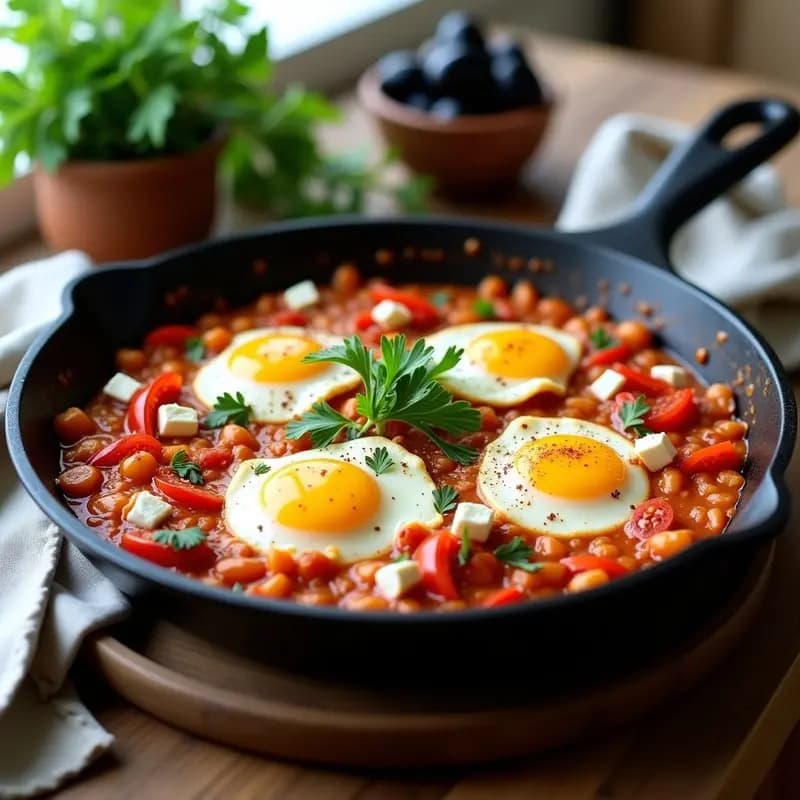Desayuno Turco Menemen con Tomates y Pimientos: Receta en Sartén Rápida y Nutritiva