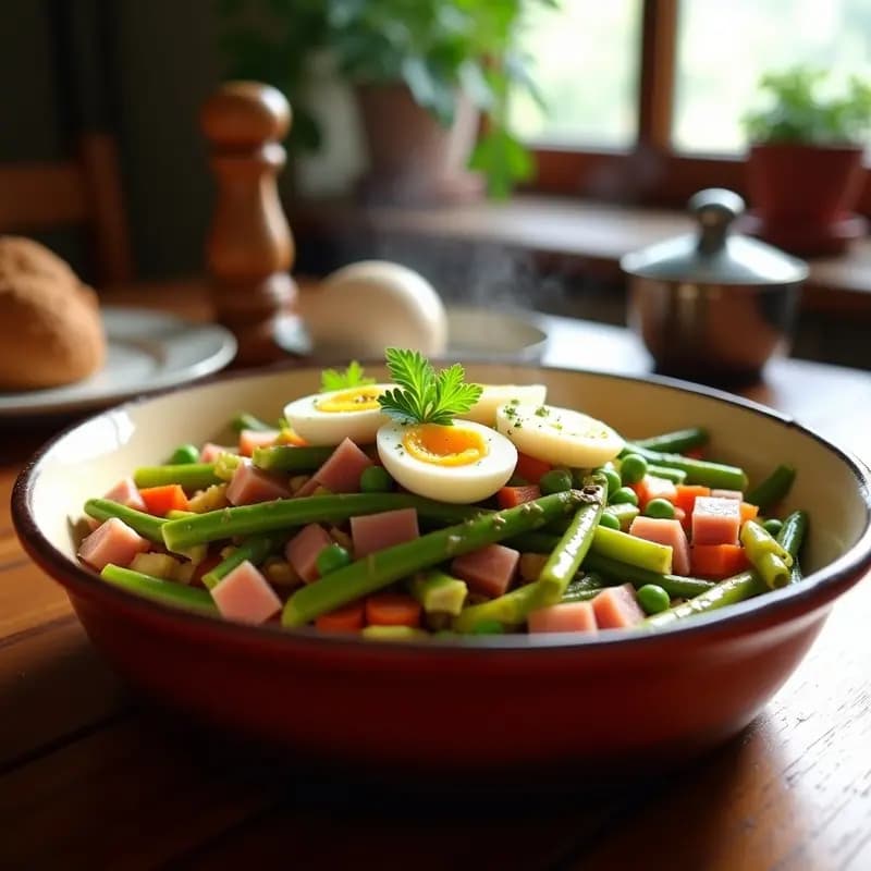 Menestra de Verduras con Jamón de York y Huevo Duro: Receta de Aprovechamiento Navarra