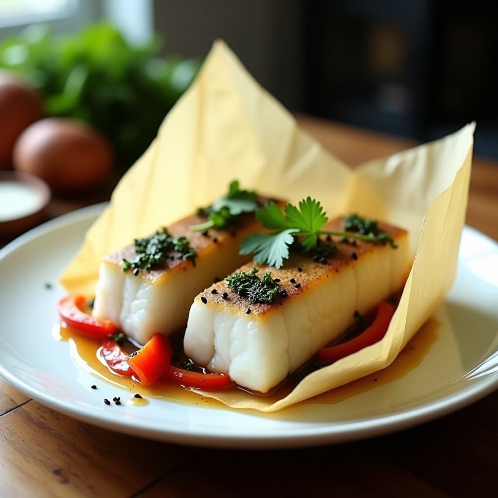 Merluza en Papillote con Algas Wakame y Jengibre: Receta Japonesa en Horno Baja en Calorías