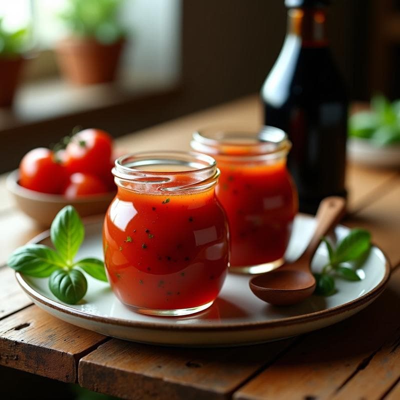Mermelada de Tomate y Albahaca con Toque de Vinagre Balsámico: Receta Italiana Sin Azúcar