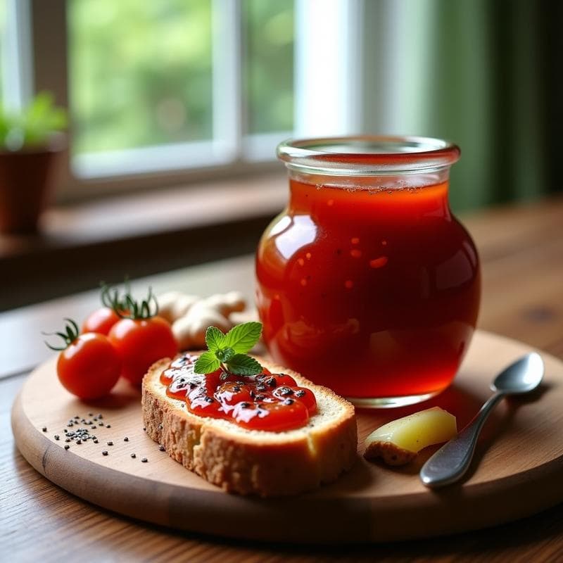 Mermelada de Tomate cherry y Jengibre con Semillas de Chía: Desayuno Detox Sin Azúcar