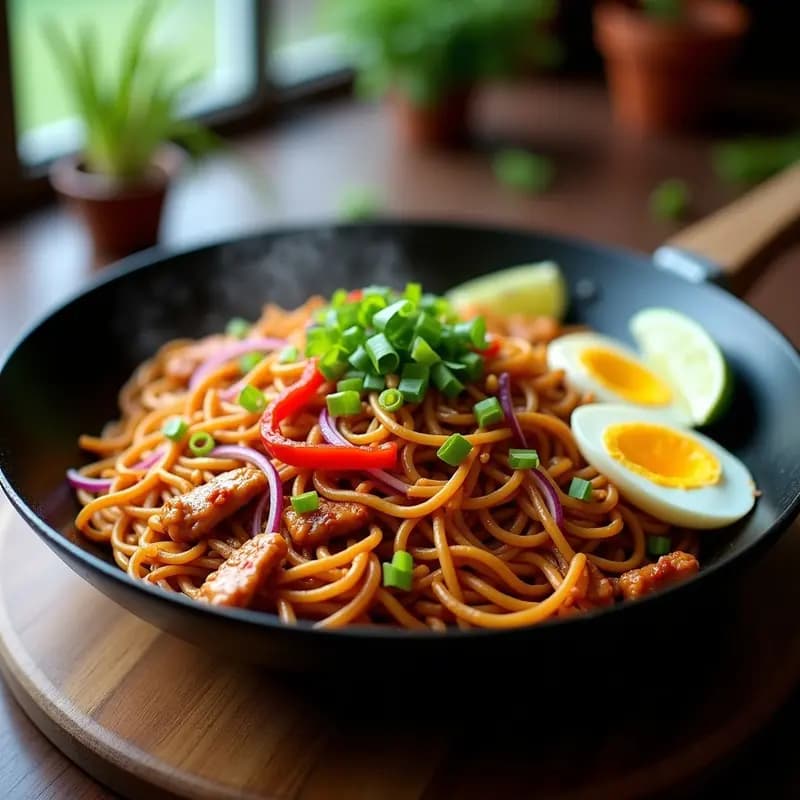 Mie Goreng Indonecio con Fideos de Arroz y Pollo: Receta en Wok Rápida y Picante