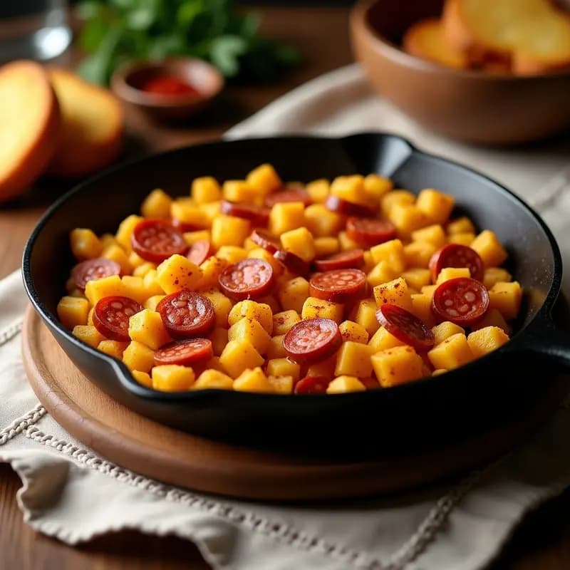 Migas Aragonesas con Chorizo y Sobaos: Desayuno o Cena Reconfortante
