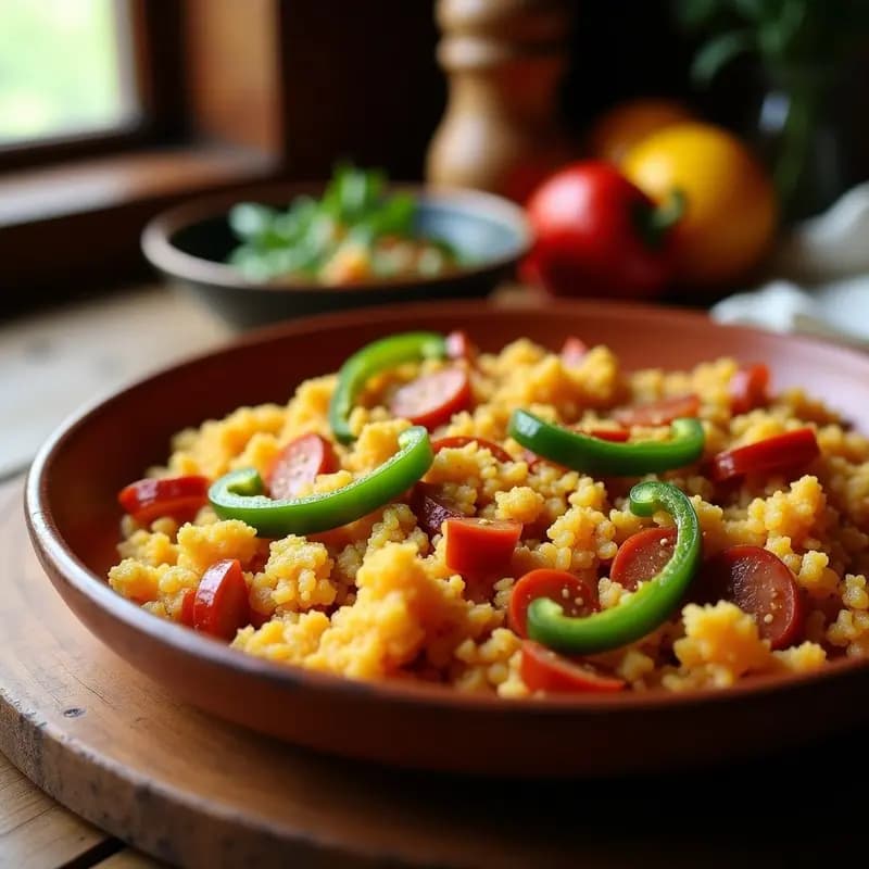 Migas Extremas con Chorizo y Pimientos: Receta de Aprovecho con Toque Rústico