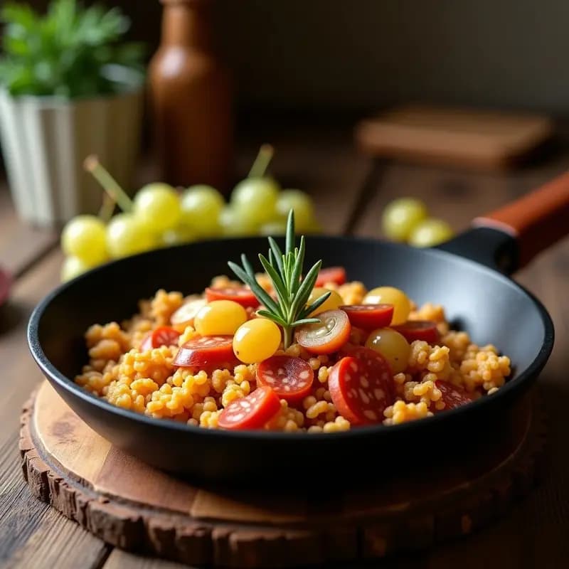 Migas极客与chorizo y uvas: receta aragonesa reconfortante en sartén