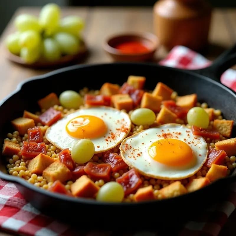 Migas con uvas y panceta: Receta extremeña de pan duro en sartén