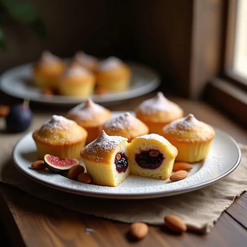 Miguelitos de la Roda con Relleno de Crema de Almendra y Mermelada de Higo