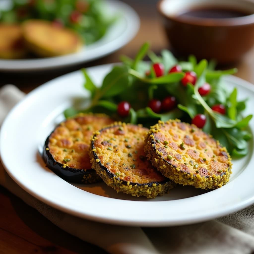 Milanesas de Berenjena con Crust de Pistacho: Receta Italiana Vegana en Airfryer