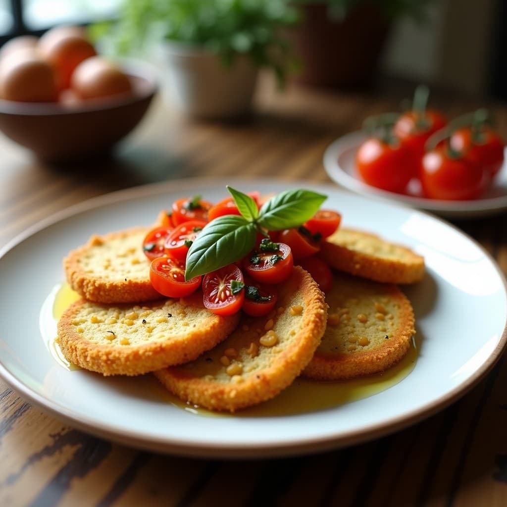 Milanesas de Berenjena con Cobertura de Tomate Seco y Albahaca: Receta Italiana en Airfryer sin gluten